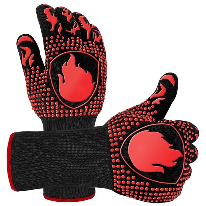 Guanti da barbecue, guanti da forno resistenti al calore fino a 800℃, per cucina, griglia, cottura, microonde, certificazione EN407 (1 paio) (rosso 3)