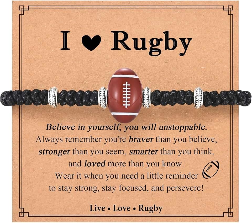 Shuxin Regali di rugby per ragazzi, braccialetti per ragazzi, regalo di compleanno, Natale, laurea per nipote, figlio, amici, nipote, fratello, calza di Natale