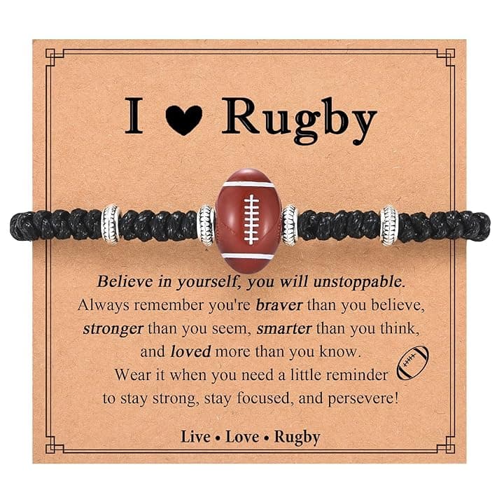 Shuxin Regali di rugby per ragazzi, braccialetti per ragazzi, regalo di compleanno, Natale, laurea per nipote, figlio, amici, nipote, fratello, calza di Natale