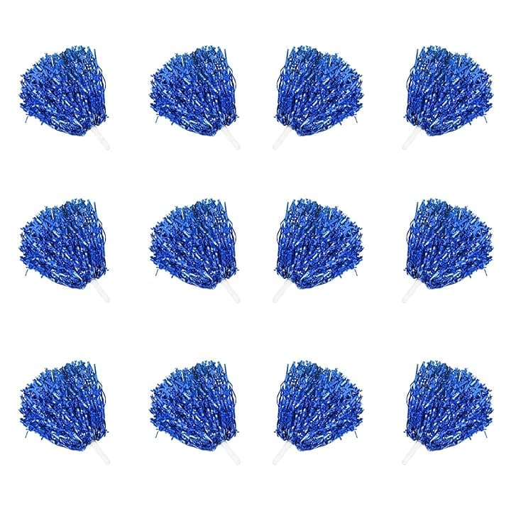 12 Pezzi pompon da cheerleader,Cheerleading Pom,Fiore a Mano Cheerleader,pom pom cheerleader,per Ballare, Cheerleading, Feste Sportive,riutilizzabili. (Blu)
