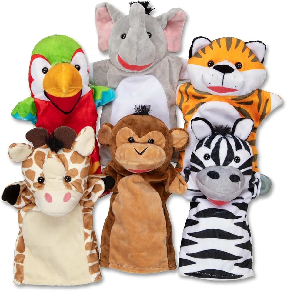 Melissa & Doug - 6 Safari Animal Themed Puppets