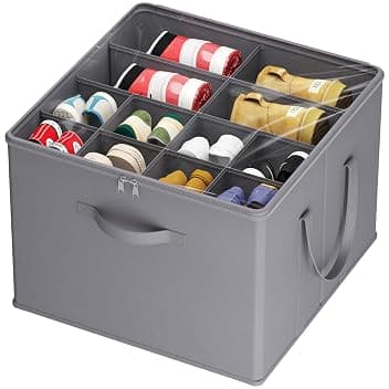 Lifewit Organizer Scarpe Armadio Pieghevole, Scatole per Scarpe Salvaspazio con Coperchio per 12-16 Paia, Shoes Organizer con Supporto Inferiore e Manici Rinforzati, Grigio Recycled Claim Standard 100