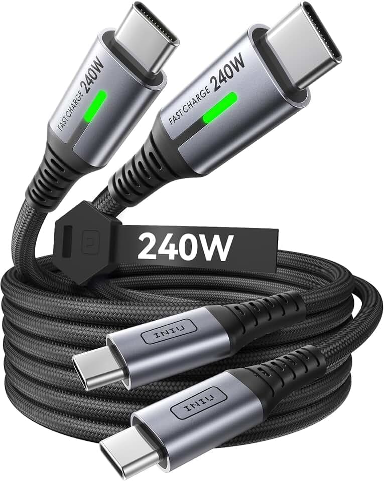 INIU 240W Cavo USB C a USB C, [2-Pezzi 2m] Cavo USB Ricarica Rapida ClimatePartner certified