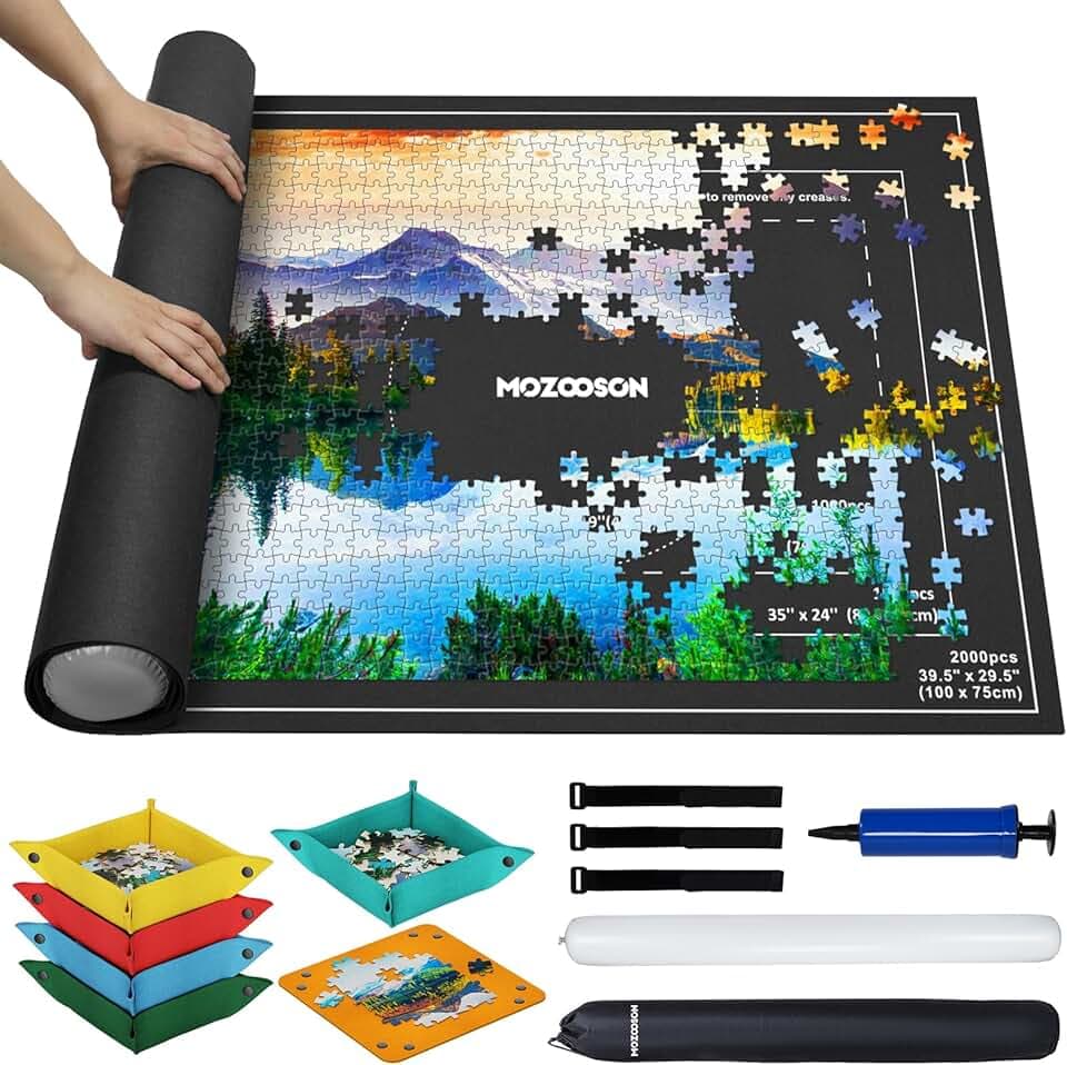 MOZOOSON Tappeto Puzzle da 2000, 1500, 1000 Pezzi, Tappetino Puzzle Feltro, Puzzle Portatile Tappetino, Puzzle Roll Up Mat Puzzle Pad Accessori per Puzzle