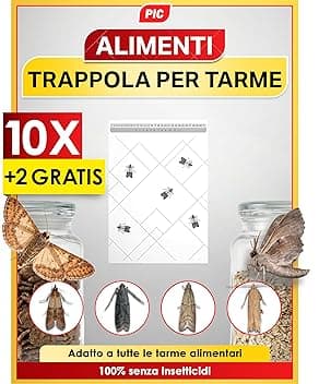 PIC Trappole per Tarme Alimentari 12X – Trappola Farfalline Alimentari con Feromoni, Antitarme Alimentari per Dispensa e Cucina, Trappole Adesive contro le Farfalline del Cibo per il Diagnosi Precoce