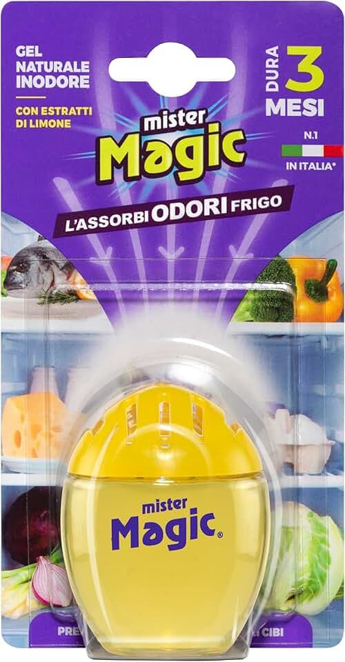 Mister Magic Assorbiodori Frigo, Gel Naturale Inodore con Estratti di Limone, Elimina i cattivi Odori di Cibo, Dura fino a 3 mesi, Accessori Cucina (Confezione da 1 Unità)