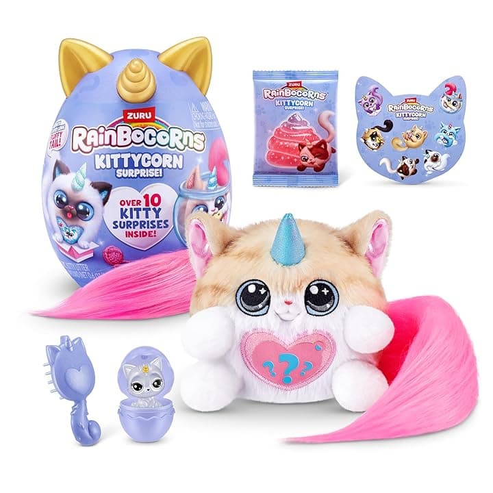Kittycorn Surprise Serie 3 di ZURU, giocattolo di peluche, animaletti di peluche da collezionare, slime, uova con sorpresa per bambine (21.5 cm), (Norwegian Forest Cat)