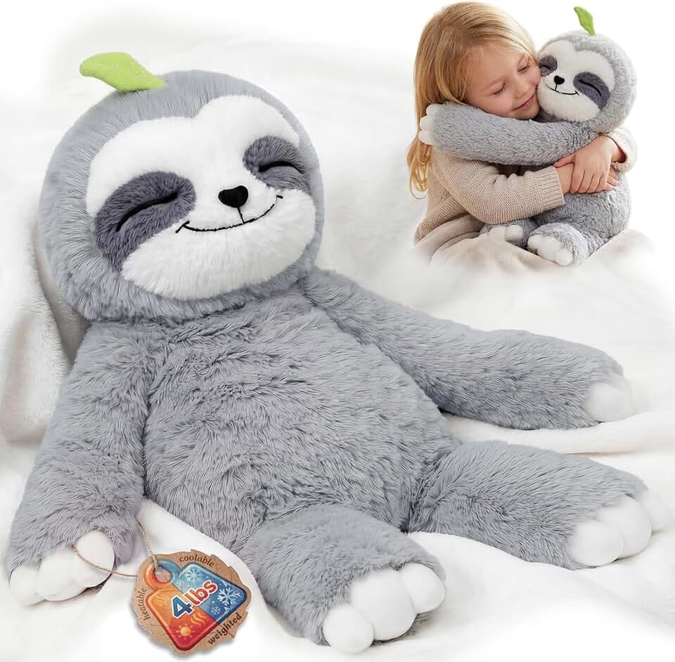 Mewaii 1,8 kg di bradipo ponderato, simpatico peluche con pancia e arti ponderati per un abbraccio realistico e alleviare lo stress, bradipo regalo per bambini (35,5 cm) Global Recycled Standard
