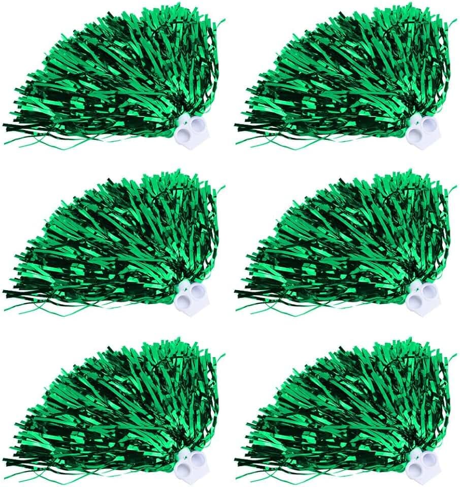 Tyenaza Cheerleading Poms, 6 Pezzi 7 Colori Cheerleader Pom Poms Squad Cheer Sport Party Dance Accessori utili(Verde)
