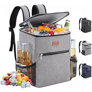 Lifewit Zaino Termico 24L (30 Lattine), Borsa Frigo Portatile con Scomparto, Grande Borse Termica Porta Pranzo per Uomo e Donna, Cooler Bag per Mare, Spiaggia, Viaggio, Grigio