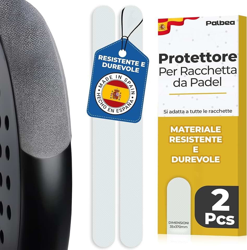 Palbea Protezione Racchetta Padel Trasparente - Confezioni da 1/2/3/5 - Paracolpi Racchetta Padel Ruvido e Leggero. Protector Resistente e Facile da sostituire. Accessori Protezione Padel 35x370mm