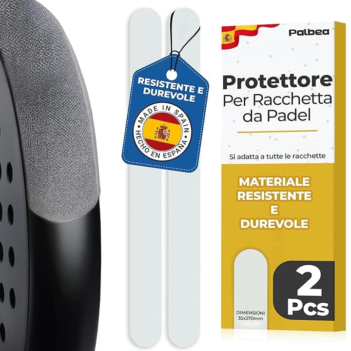 Palbea Protezione Racchetta Padel Trasparente - Confezioni da 1/2/3/5 - Paracolpi Racchetta Padel Ruvido e Leggero. Protector Resistente e Facile da sostituire. Accessori Protezione Padel 35x370mm