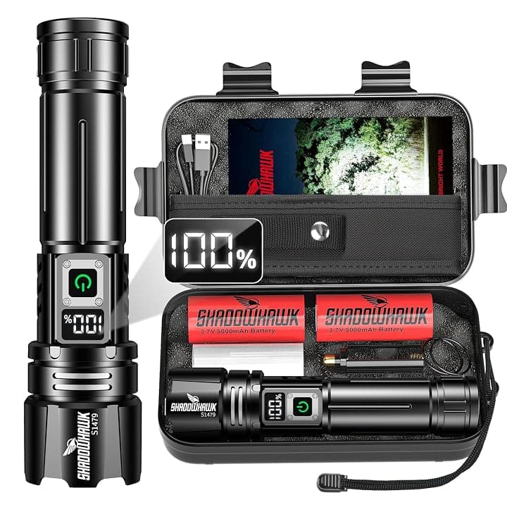 Shadowhawk Torcia LED Ricaricabile Potente Professionale 1000000 Lumen