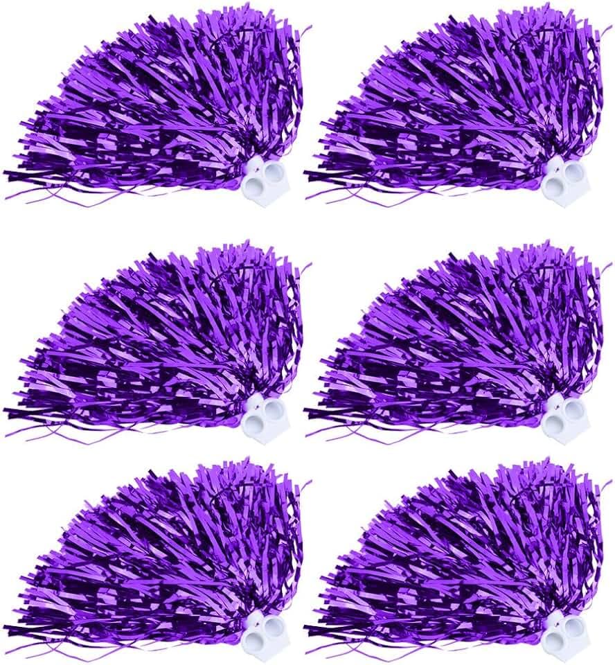 Cheerleading Poms, 6 pz Cheerleading Anello Pom Pomp per Feste Sportive(Viola)