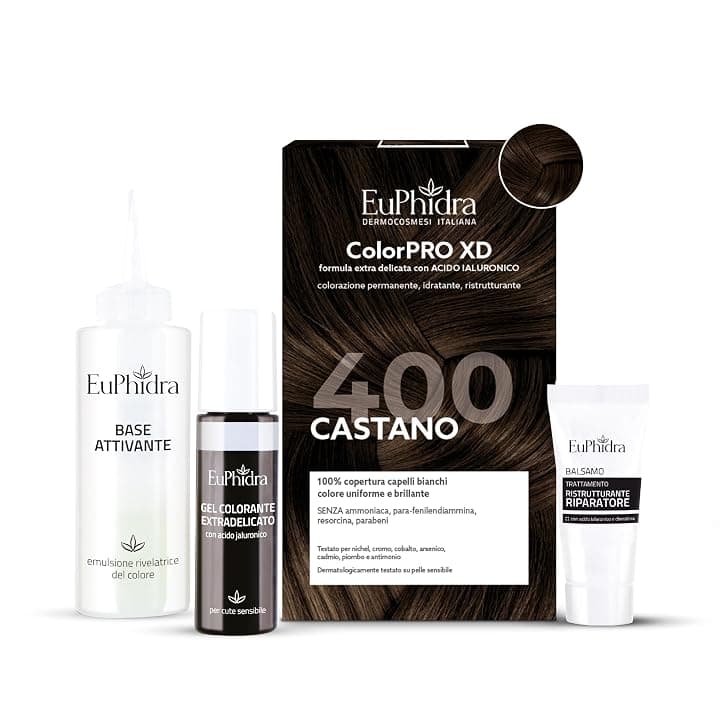 Euphidra - ColorPro XD 400, Castano, Colorazione Permanente con Acido Ialuronico, Idrata Profondamente e Riequiibra la Struttura del Capello