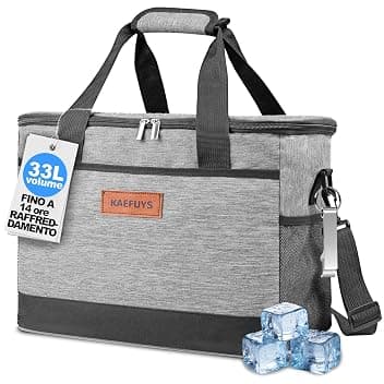 Borsa Termica 33L con Tracolla,Mantieniti Caldo e Freddo,Impermeabile,Grigo