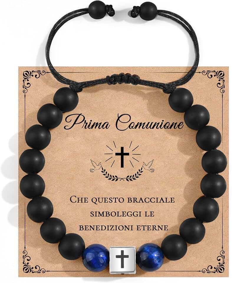 MANVEN Regali Comunione Maschio Regalo Prima Comunione Bracciale Bambino Bambina Bracciale a Croce Regolabile per Ragazzo Ragazza Natale