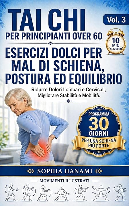 Tai Chi per Principianti Over 60: Esercizi Dolci per Mal di Schiena Postura ed Equilibrio: Ginnastica Dolce per Anziani Ridurre Dolori Lombari e Cervicali ... 30giorni Routine 10minuti al Giorno