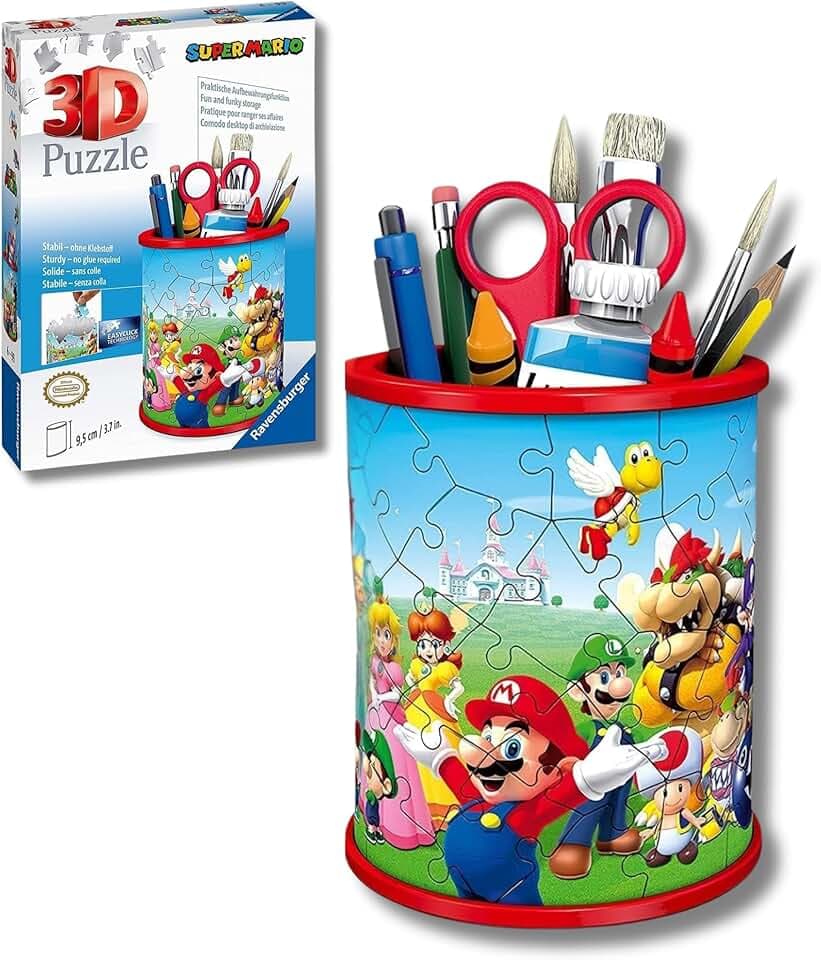 Ravensburger - Puzzle 3D Super Mario Bros | Regalo Bambino 6 Anni | Super Mario 3D World | Gadget Super Mario Portapenne 57 Pezzi | Puzzle Bambini 6 Anni E Adulti