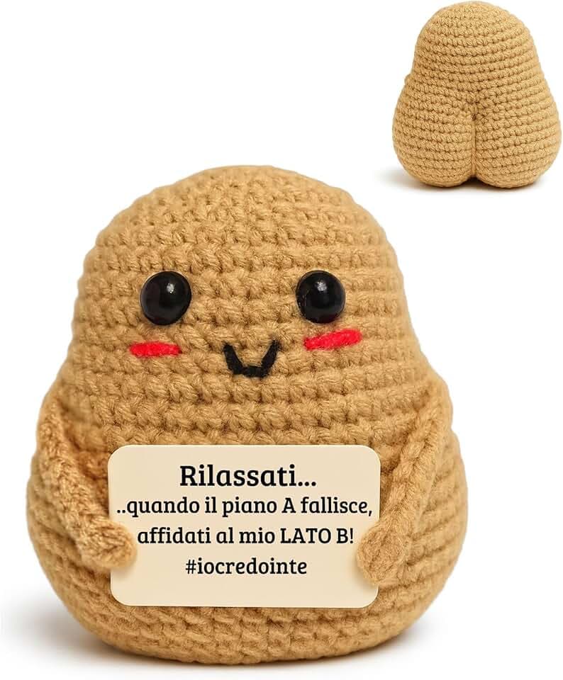 Patata Positiva italiano – regalo amica – portafortuna – peluche - regalo simpatico da Scrivania – Patate positive - Idea regalo motivazionale, regalo divertente per Amici, colleghi, Famiglia.