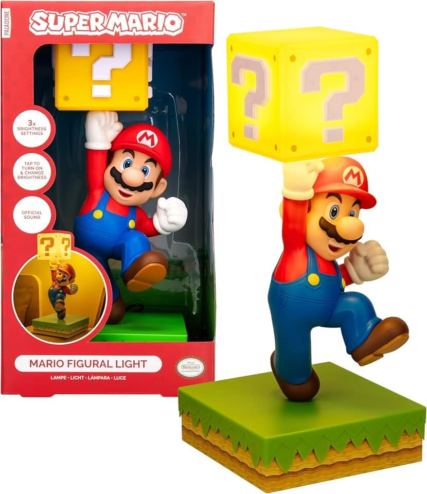 Paladone Lampada Diorama Super Mario – Lampada touch da 35 cm con 3 livelli di luminosità e suono ufficiale, alimentazione USB, decorazione per camera e gaming – Prodotto Nintendo ufficiale