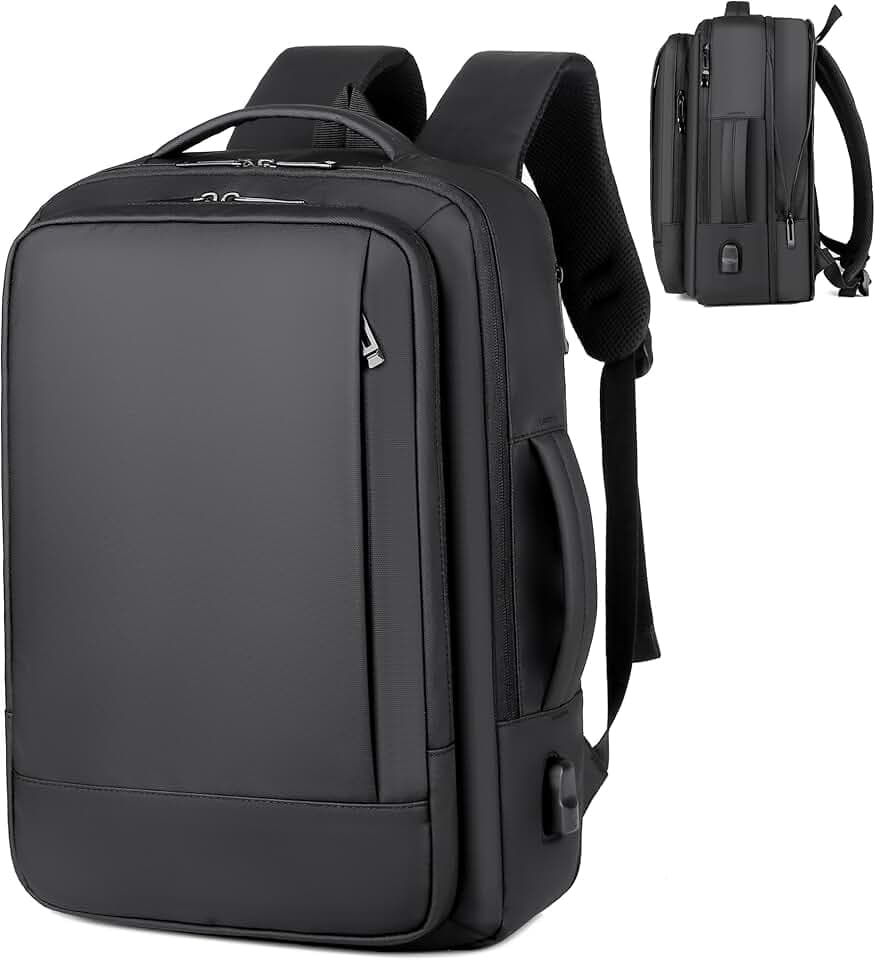 Mixroom - Zaino da Viaggio Porta PC Estendibile Per Uomo Valigia Bagaglio a mano Custodia Notebook fino ai 15.6 pollici Con Ricarica USB Lavoro Scuola Nero Z28