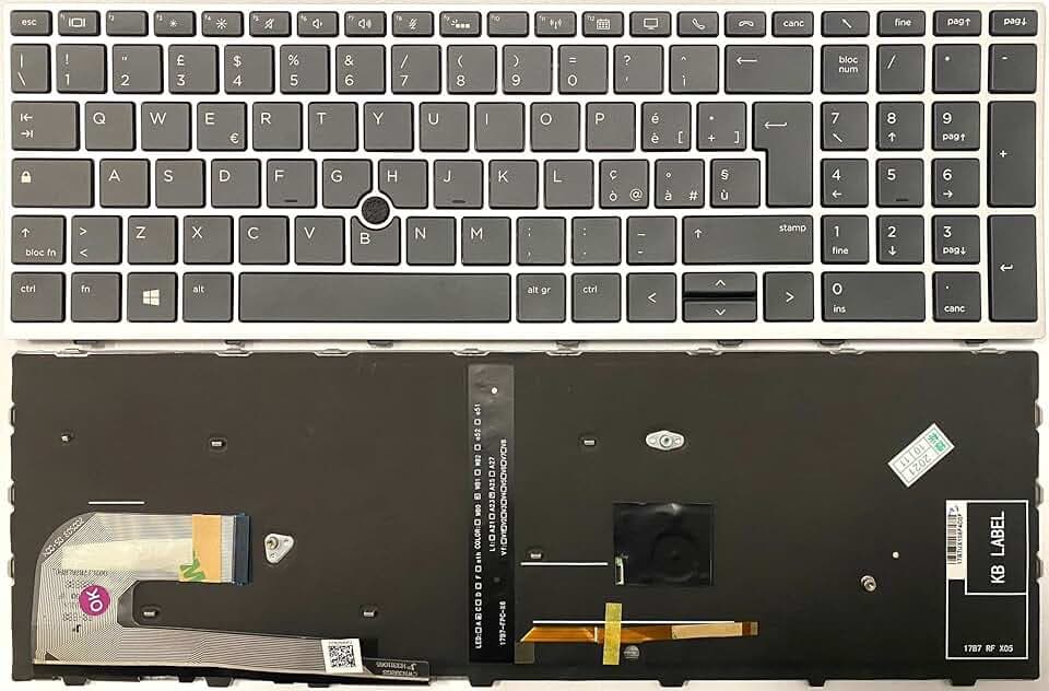Tastiera Italiana per HP Elitebook 850 G5 850 G6 RETROILLUMINATA E TRACKPAD Frame Silver