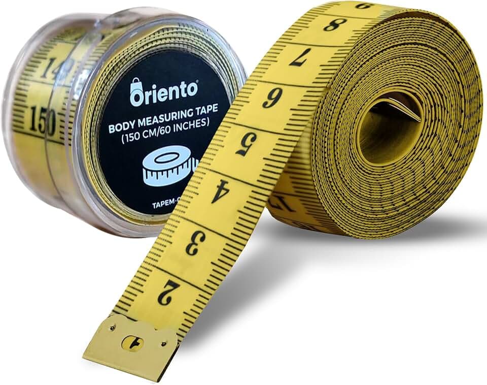 Oriento Metro a Nastro per Misurare Corpo da 150 cm/60 Pollici – Centimetro da Sarta Double Face per Sartoria, Cucito, Artigianato - Metro da Sarta Morbido con Centimetri e Pollici