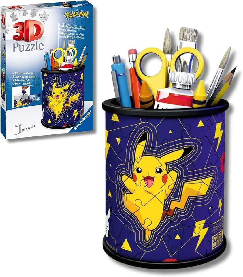 Ravensburger - Pokemon | Puzzle 3D Portapenne 57 Pezzi | Regalo Bambino 6 Anni | Puzzle Pokemon | Gioco Bambino 6 Anni | Gadget Pokemon Pikachu