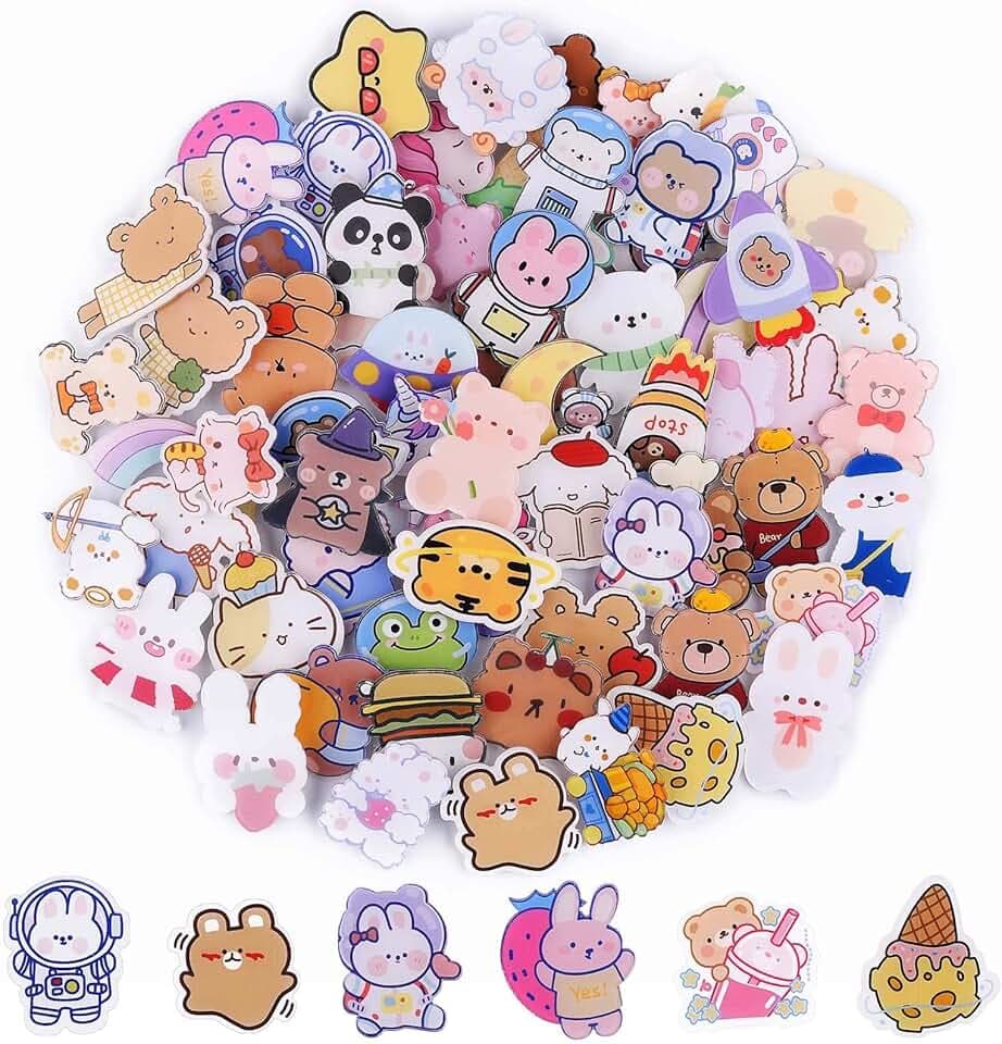 Kalolary 65 spille in acrilico carino carino badge estetici pin kawaii zaino spille pecora, coniglio, cane, orso, ragazza, cartone animato, spilla per zaini, borse, giacche, felpe con cappuccio cappelli