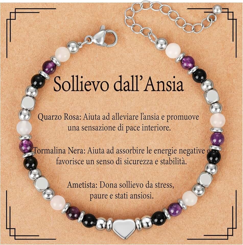 Aretas Bracciale curativo in cristallo di pietra naturale per donne e signore, gemma tripla protezione, sollievo dall'ansia, nuovi inizi, buona fortuna, gioiello protettivo per empatici