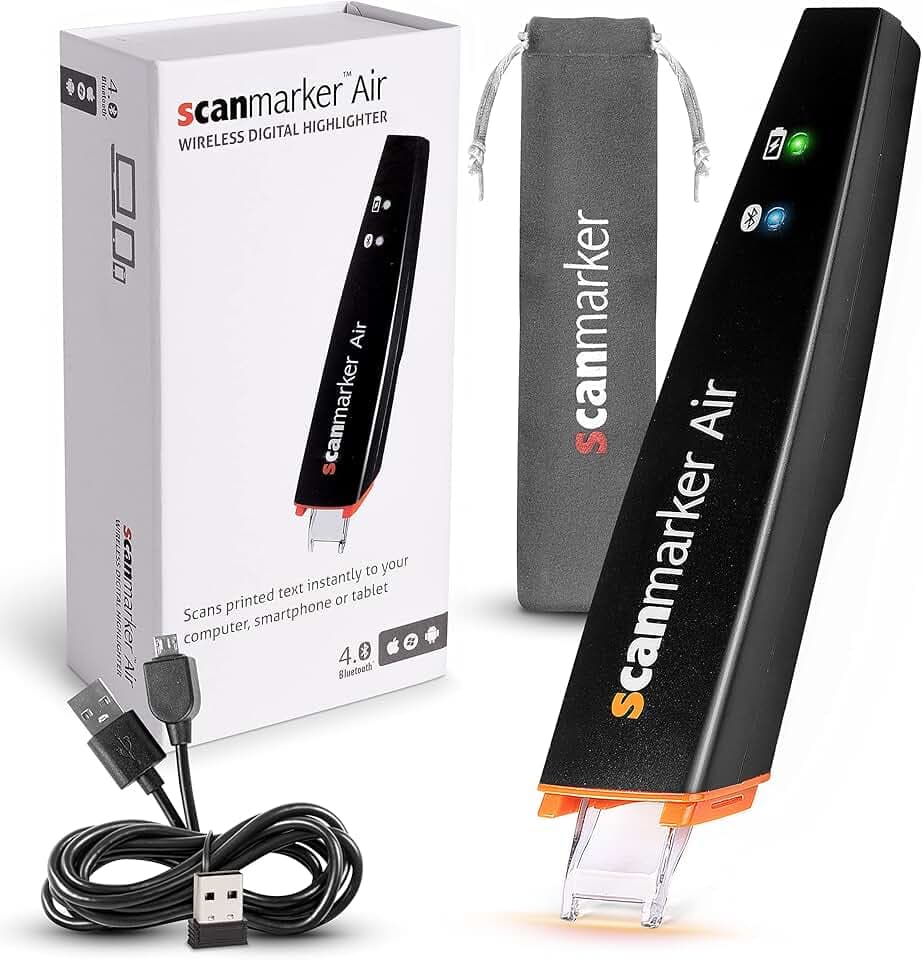 Scanmarker Air Penna Scanner e Penna Traduttore Multilingue | Penna Lettore per Dislessia, Studenti e Professionisti - Compatibile con Mac, Windows, iOS e Android | Nero