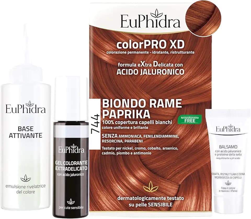 Euphidra - Euphidra ColorPro XD Tinta per Capelli Colore 744 Biondo Rame Paprika - 944025422
