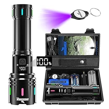 Shadowhawk Torcia LED Potente Professionale, 1,000,000 Lumens Torcia LED Ricaricabile USB, XHM90.2 Torce LED Alta Potenza Ricaricabili, IP67 Torcia Tattica Militare Per Campeggio Trekking Emergenza ClimeCo Certified