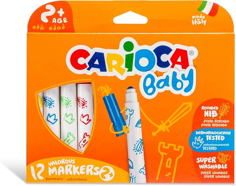 Carioca Pennarello 2 + - Penne (Extra Bold, Punta Rotonda Rotondo Multi, Italia, Scatola di Cartone)