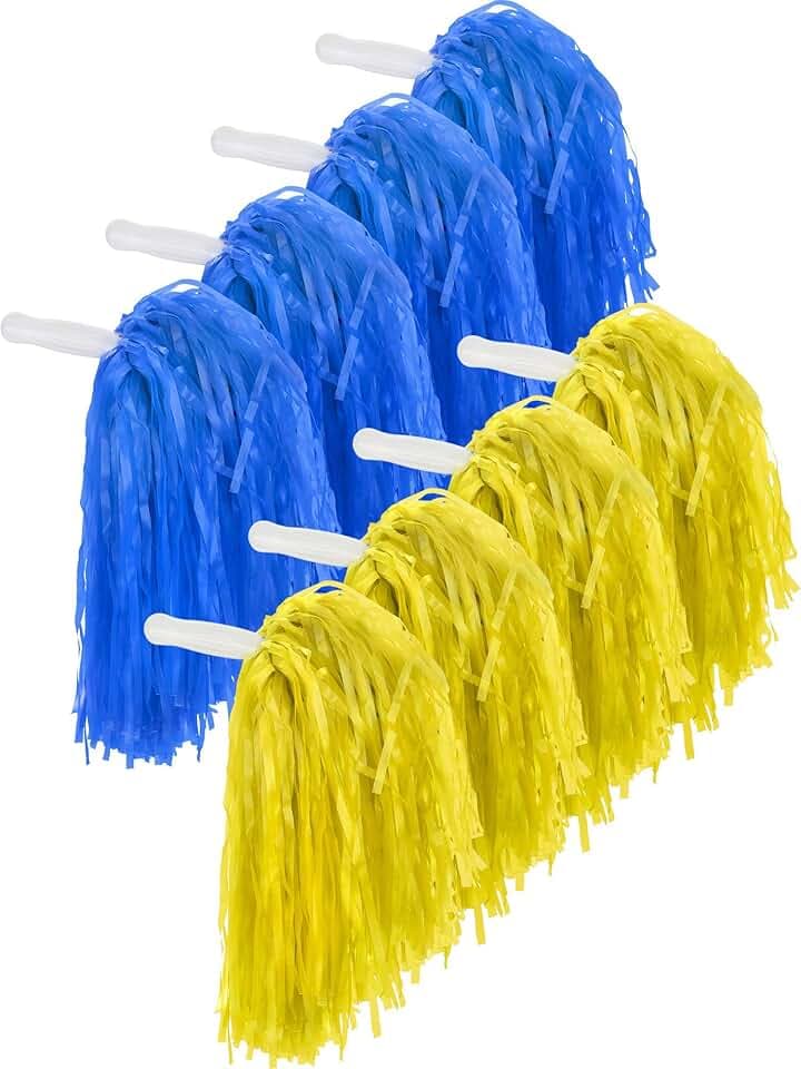 Confezione da 12 Pompon da Cheerleader, Sport, Danza, Cheer, in plastica, per Tifosi di Squadra Sportiva