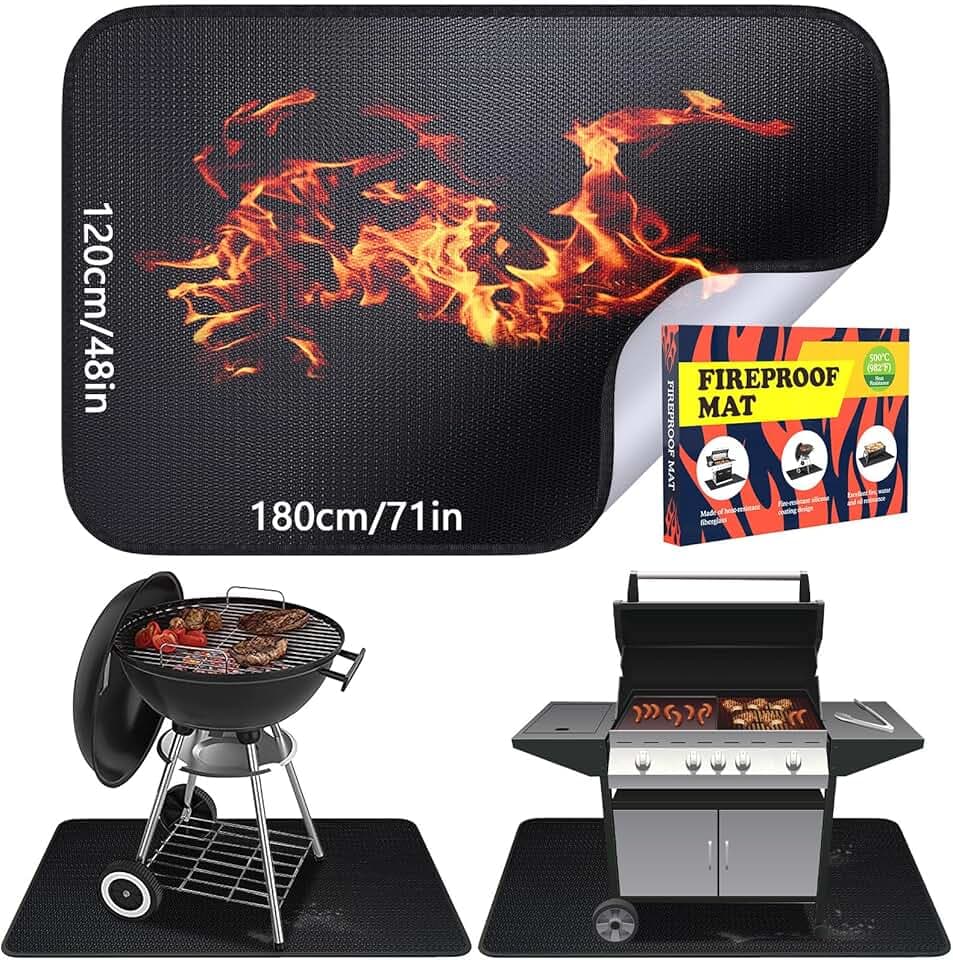 Tappetino ignifugo | Tappetino protettivo pieghevole anti-calore 120 * 180 cm | Tappetino per barbecue | Pannello protettivo contro le scintille | Adatto per barbecue, camini, pavimenti, prati, ecc.