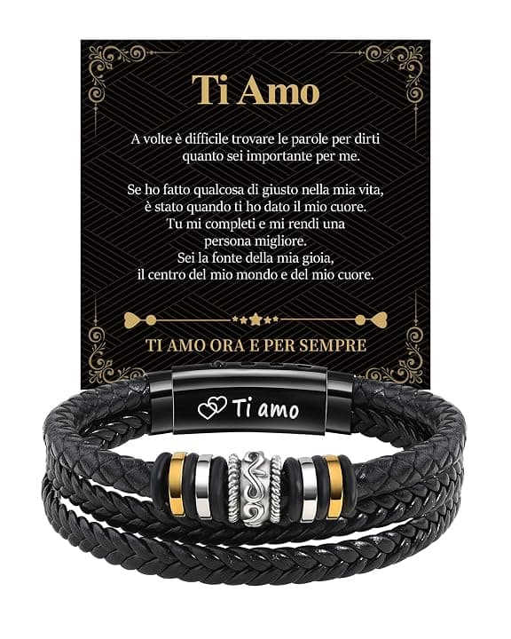 Cheerslife Bracciale Uomo in Pelle Regalo Uomo Figlio Fratello