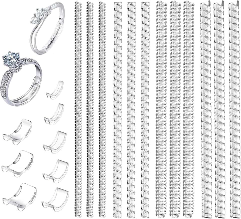 MXTIMWAN 20 Pezzi Invisible Ring Size Adjuster, Regolatore della Misura dell'Anello per Anelli Sciolti, Invisibili Stringi Anello Molla Regolatori, Ferma Anello Silicone