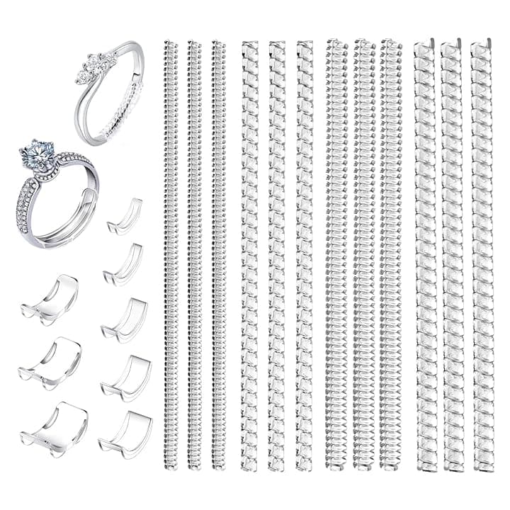 MXTIMWAN 20 Pezzi Invisible Ring Size Adjuster, Regolatore della Misura dell'Anello per Anelli Sciolti, Invisibili Stringi Anello Molla Regolatori, Ferma Anello Silicone