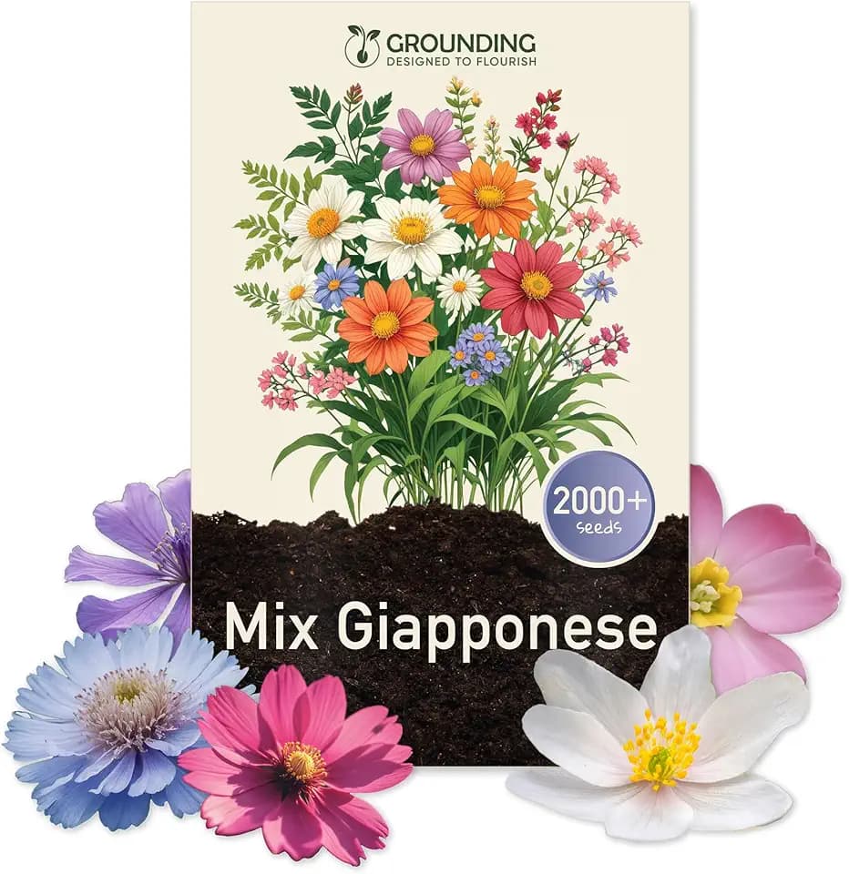 Grounding - Semi di Mix Prato Fiorito Giapponese, 2000+ semi, altezza max 30cm - fioriture in tanti colori - Ideale per aiuole, bordure - Semina facile - Attira api e farfalle - Qualità Europea