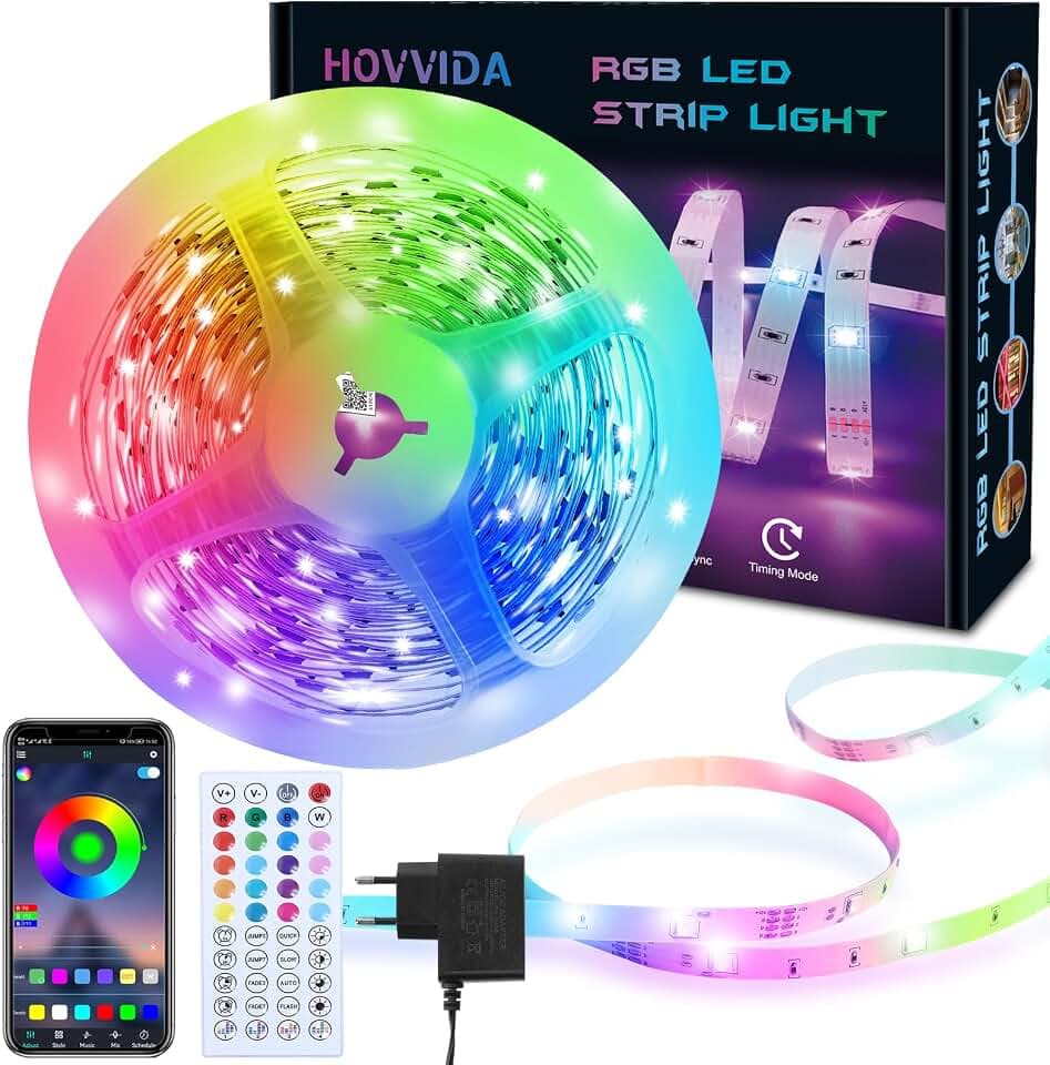HOVVIDA Striscia LED, 1x5m, Luci LED, RGB LED, 30 LED/Metro