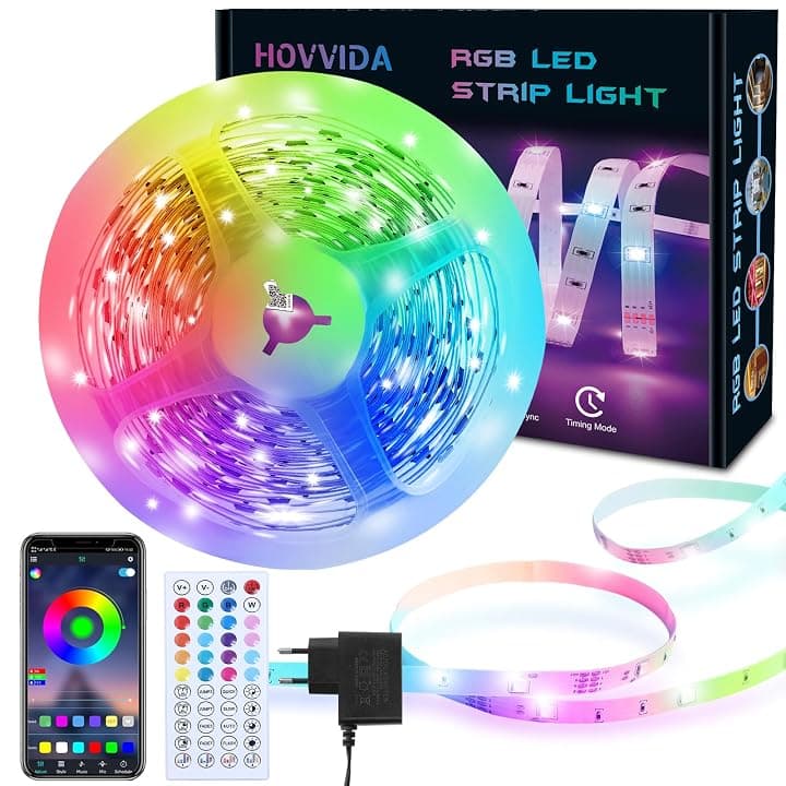 HOVVIDA Striscia LED, 1x5m, Luci LED, RGB LED, 30 LED/Metro