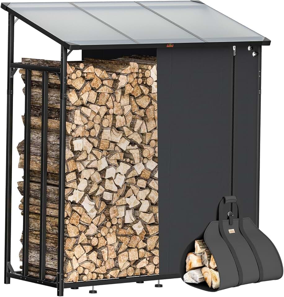 Gardebruk® Legnaia da Esterno 2,3 m³ 70Px163lx198H cm Tetto Copertura Protettiva Portalegna Rastrelliera Legno Camino Telo Giardino Borsa per Trasporto