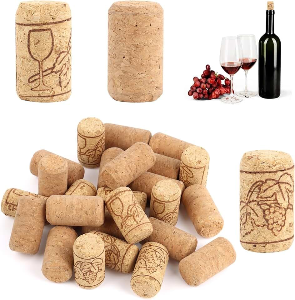 MXTIMWAN 25 Pezzi Tappi di Sughero per Bottiglie di Vino, Tappi in Sughero Riutilizzabili, Sughero Naturale per Vino o Decorazioni Creazione Bricolage e Artigianato