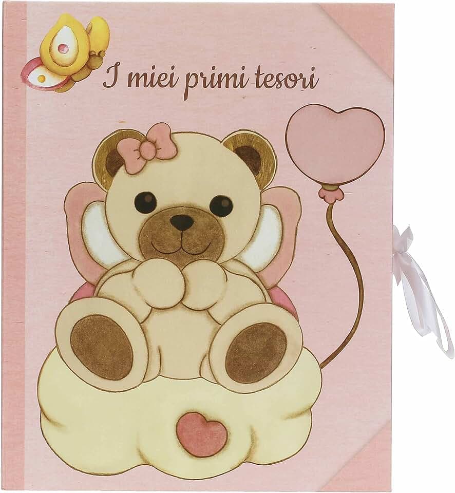 THUN - Scatola Ricordi Rosa con Teddy - Bambini, Album e Ricordi - Carta - 24x30x10 cm