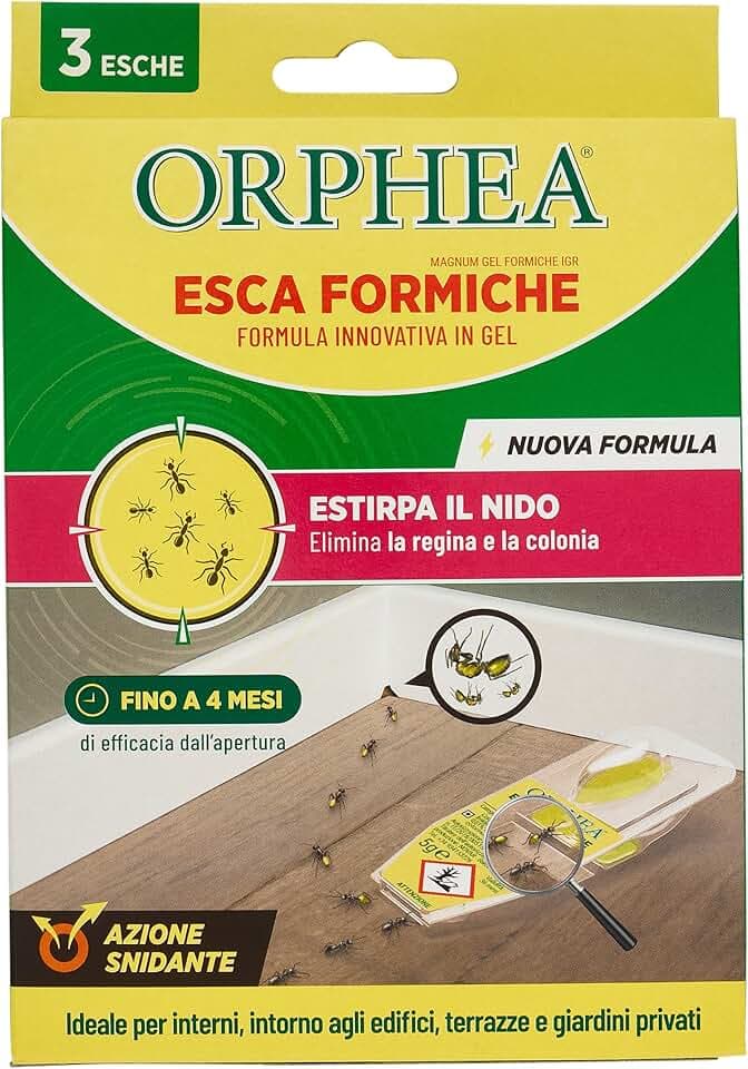 Orphea, Esca per Formiche, con Formula Innovativa in Gel, Estirpa il Nido e la Colonia, Ideale per Interni, Edifici e Terrazzi, Efficacia 4 Mesi