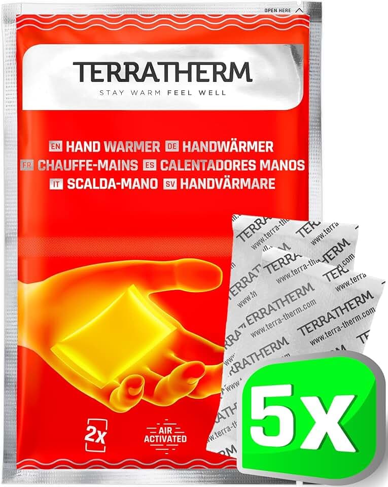 TerraTherm Scaldamani - attivati a Contatto con l’Aria - per 12 Ore di Mani Calde - 5, 10 o 30 Paia - 100% Calore Naturale - Scalda Mani tascabili