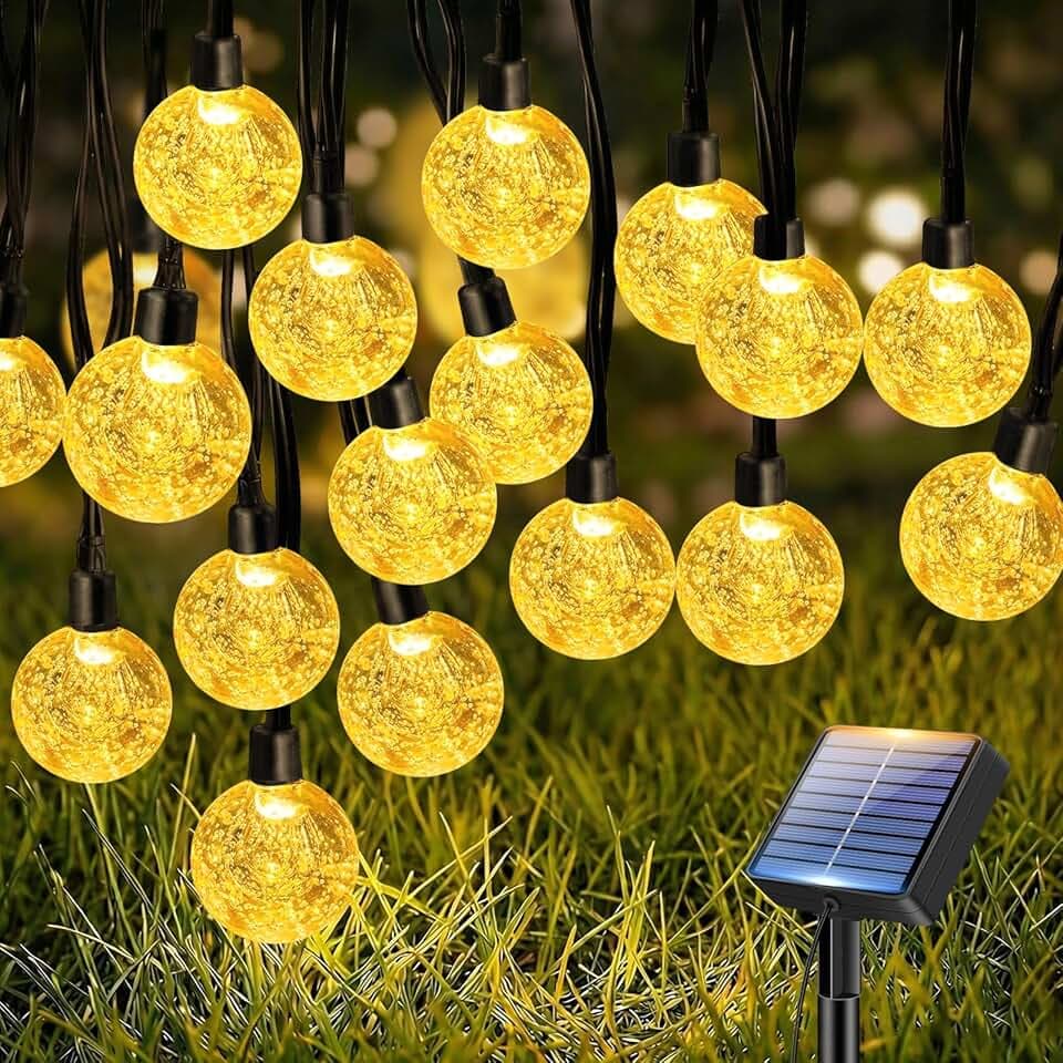 btfarm Catena Luminosa Esterno Solare, 10M Luci Solari da Giardino IP65 Impermeabile, 8 Modalità Lucine Esterno Energia Solare Funzione di Memoria per Gazebo Balcone Pergole Terrazza Campeggio