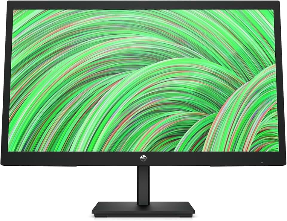 HP V22v G5 Monitor da 22", FHD, 16:9, Antiriflesso, Pannello VA da 75Hz, Tempo di Risposta 5 ms, Reclinabile, VESA 10x10 cm, AMD FreeSync, 200 Nits, Modalità Low Blue Light, VGA, HDMI 1.4, Nero